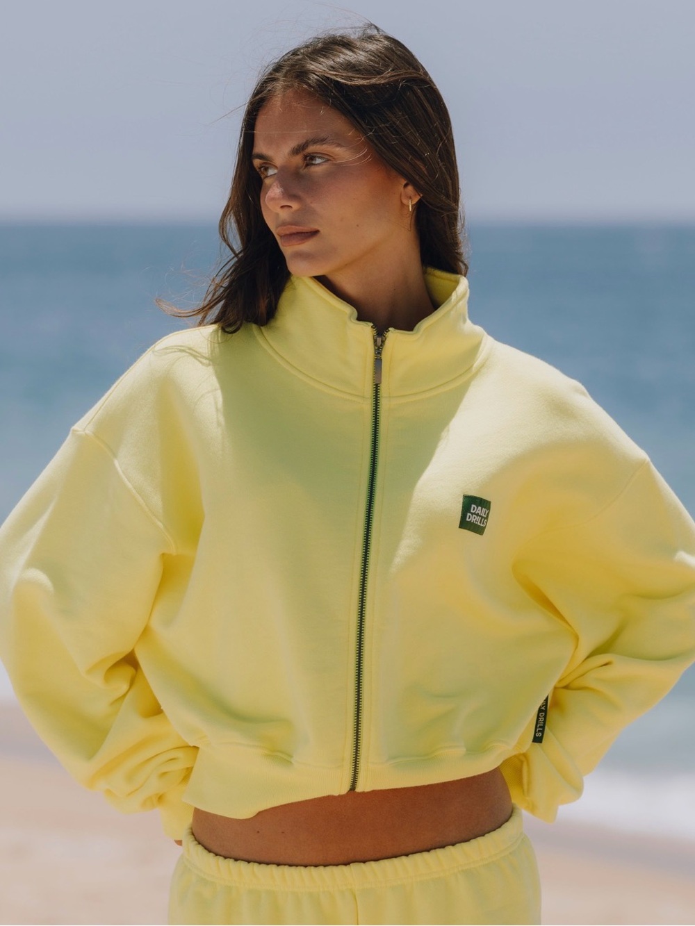 Daily Drills Heavyweight Funnel Neck Double Zip up Yellow Sunray M/L